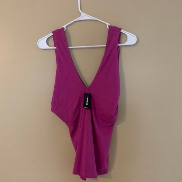 NEW EXPRESS ONE ELEVEN V neck TANK TOP V neck  purple SUPER SOFT small S - Picture 1 of 9